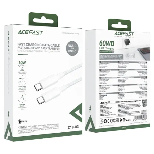 ACEFAST USB C18-03 Type-C to Type-C Սպիտակ