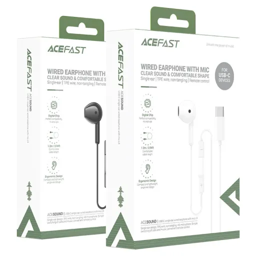 ACEFAST L9 Ականջակալ Փոքր Լարով Type-C Սպիտակ