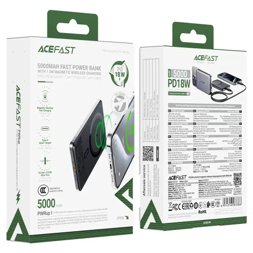 ACEFAST POWERBANK M8 18W 5000 mAh Սև