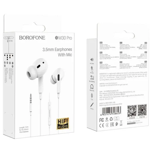 BOROFONE BM30 PRO Ականջակալ Փոքր Լարով Սպիտակ