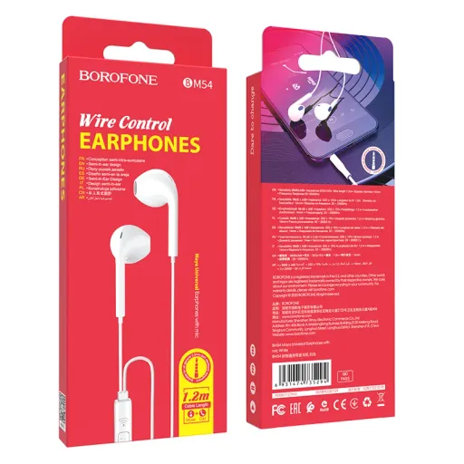 BOROFONE BM54 Ականջակալ Փոքր Լարով Սպիտակ