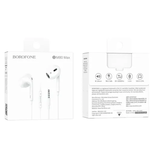 BOROFONE BM80 Max Ականջակալ Փոքր Լարով Սպիտակ