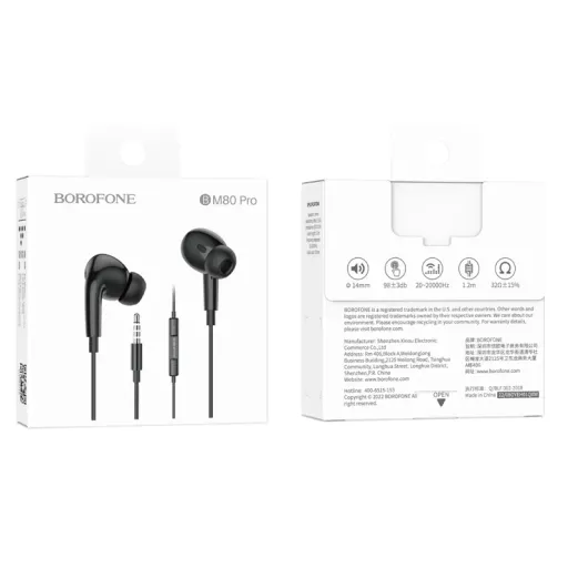 BOROFONE BM80 PRO Ականջակալ Փոքր Լարով Սև