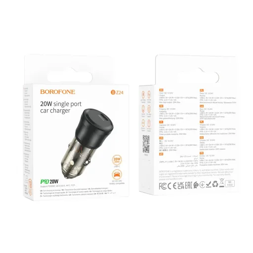 BOROFONE BZ24 Մեքենայի լիցքավորիչ (PD+QC), Սև
