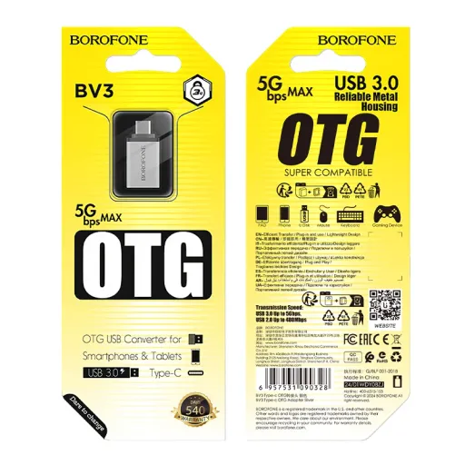 BOROFONE OTG BV3 TYPE-C Արծաթագույն