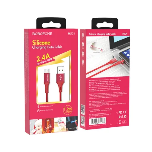Լիցքավորման Լար Micro-USB | BOROFONE BU24-կարմիր