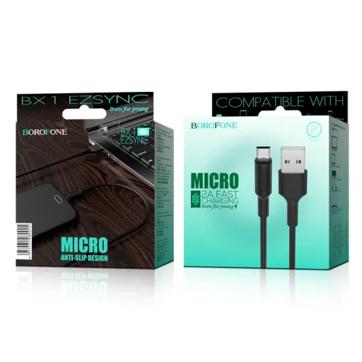 Լիցքավորման Լար Micro-USB | BOROFONE BX1-սև