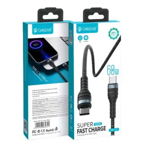 CELEBRAT USB HB-12 TYPE-C TO TYPE-C Սև