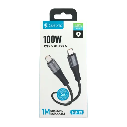 CELEBRAT USB HB-19 TYPE-C TO TYPE-C Սև 100W