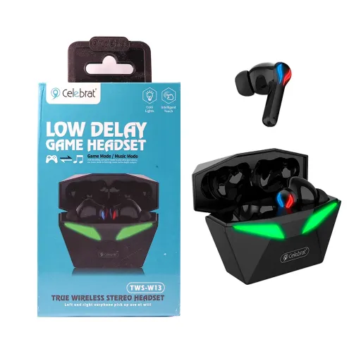 CELEBRAT W13 Ականջակալ Փոքր Անլար Խաղային Սև