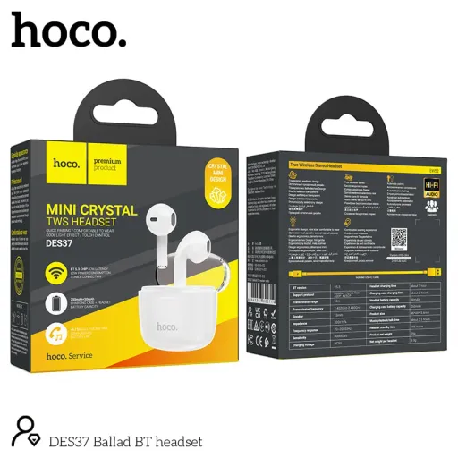 HOCO DES37 Ականջակալ Փոքր Անլար Սպիտակ