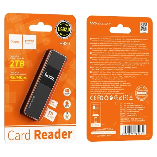 HOCO ՔԱՐՏ ԸՆԹԵՐՑՈՂ ՍԱՐՔ HB20 USB2 Սև