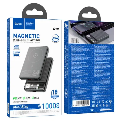HOCO POWERBANK Q18 MAGNETIC 10000 mAh Սև