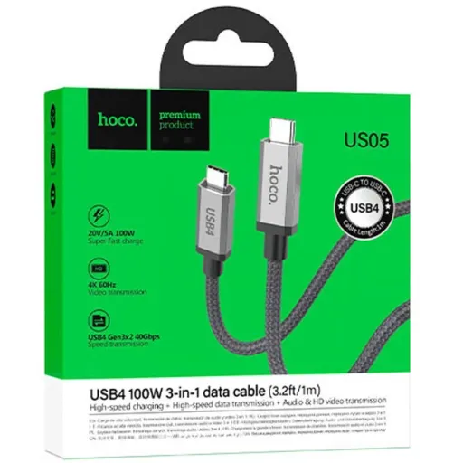HOCO US05 TYPE-C TO TYPE-C Սև 1M