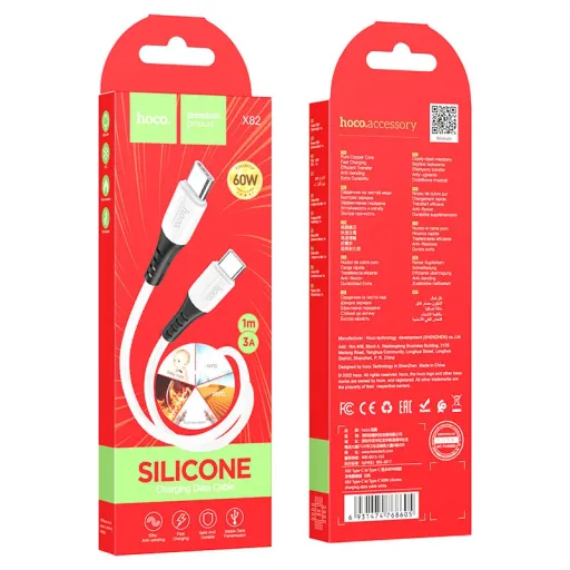 HOCO USB X82 Type-C to Type-C Cable, 60W, White