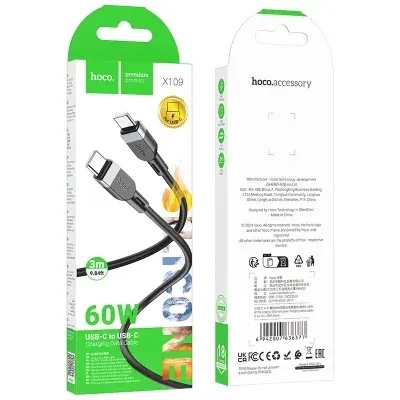 HOCO USB X109 TYPE-C TO TYPE-C Սև 60W 3M