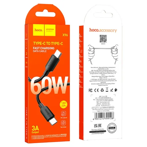 HOCO USB X96 TYPE-C TO TYPE-C 60W Սև