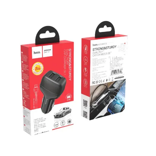 HOCO Z36 Մեքենայի լիցքավորիչ + Micro-USB մալուխ (Սև)
