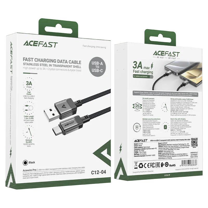 ACEFAST USB C12-04 Type-C Սև