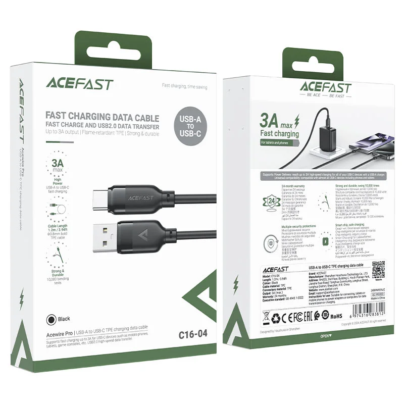 ACEFAST USB C16-04 Type-C Սև