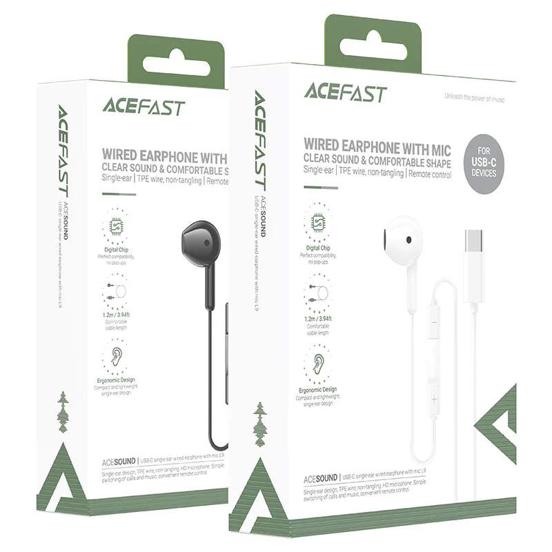 ACEFAST L9 Ականջակալ Փոքր Լարով Type-C Սպիտակ