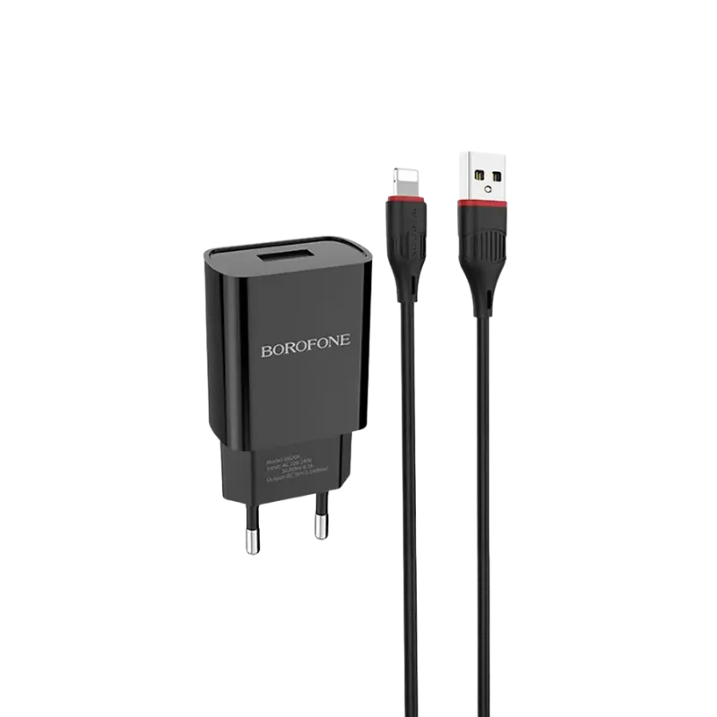 BOROFONE BA20A Լիցքավորիչ + լար, USB-ից iOS, Սև 3