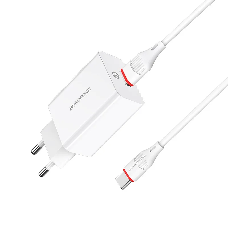 BOROFONE BA21A Լիցքավորիչ + լար, USB-ից Type-C, Սպիտակ 2