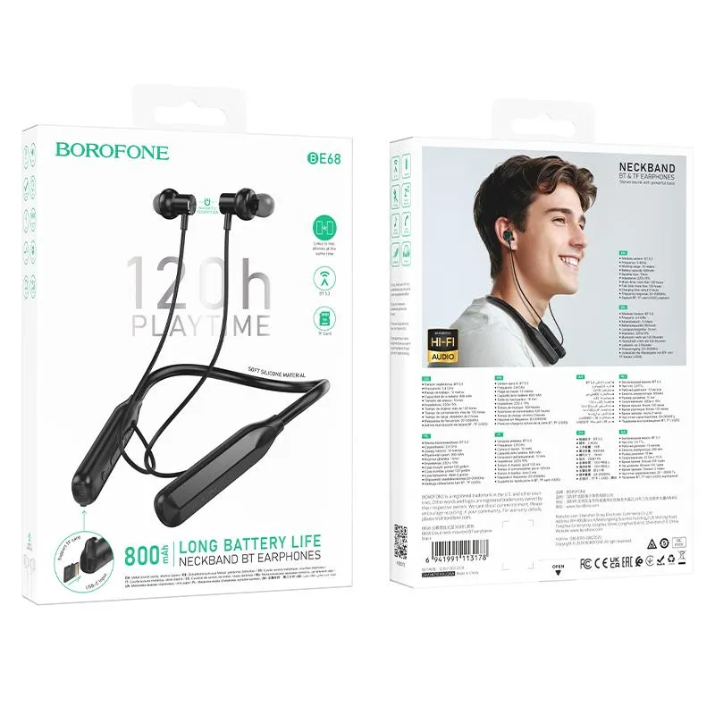 BOROFONE BE68 Ականջակալ Փոքր Լարով Սպորտ Սև