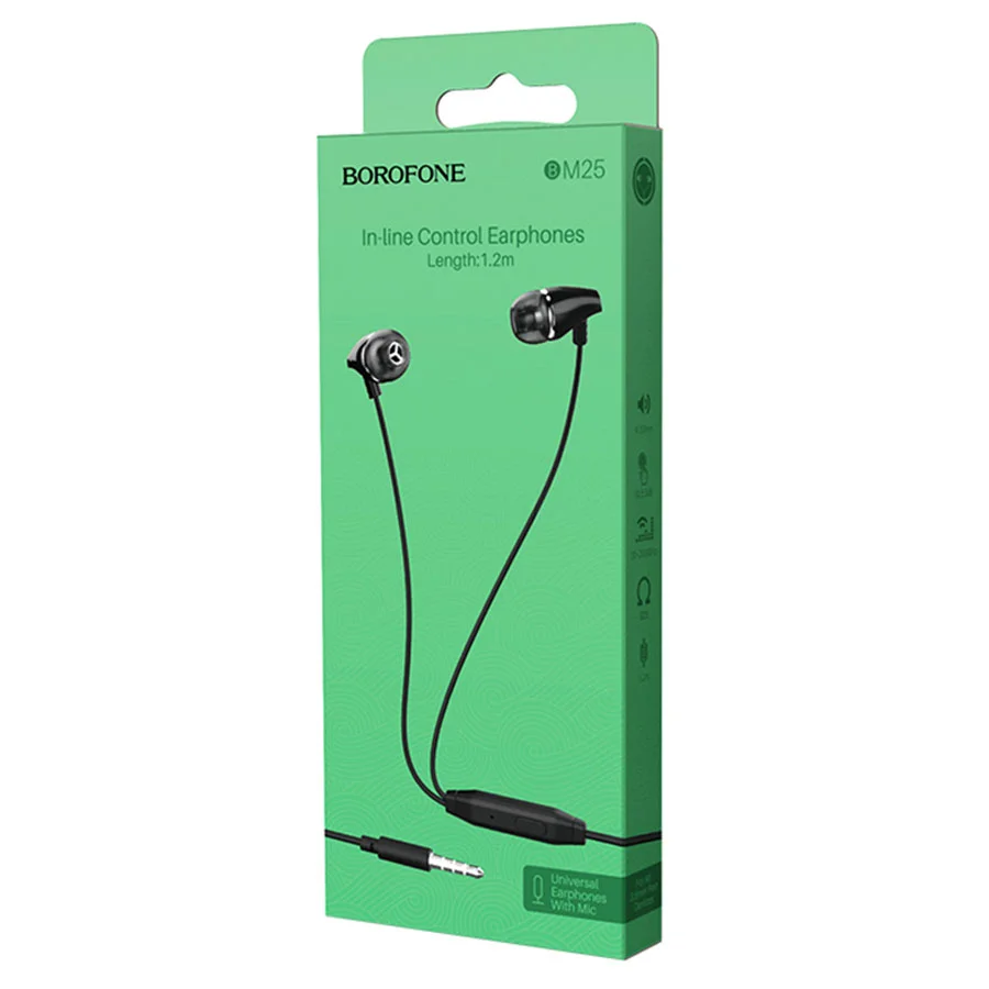 BOROFONE BM25 Ականջակալ Փոքր Լարով Սև