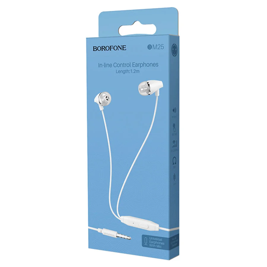 BOROFONE BM25 Ականջակալ Փոքր Լարով Սպիտակ