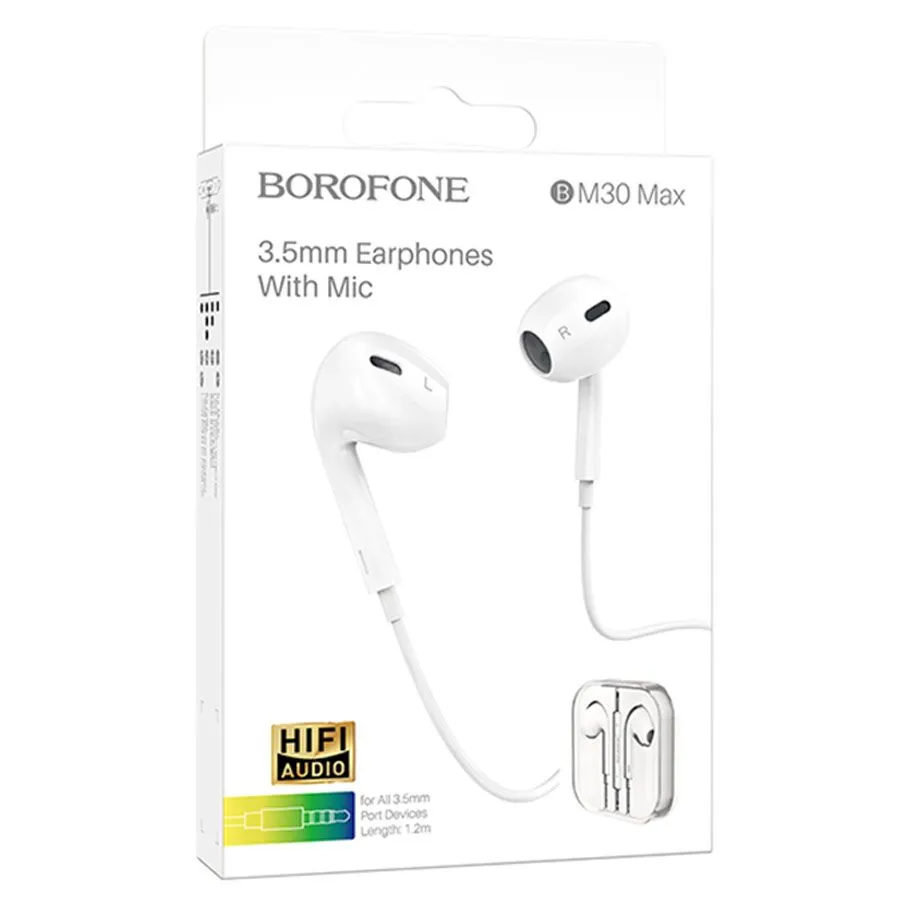 BOROFONE BM30 MAX Ականջակալ Փոքր Լարով Սպիտակ