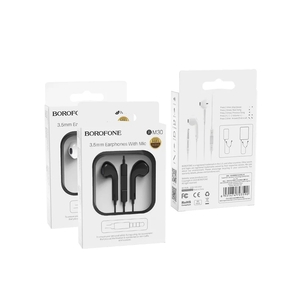 BOROFONE BM30 Ականջակալ Փոքր Լարով Սպիտակ