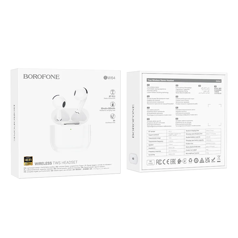 BOROFONE BW64 Ականջակալ Փոքր Անլար Սպիտակ