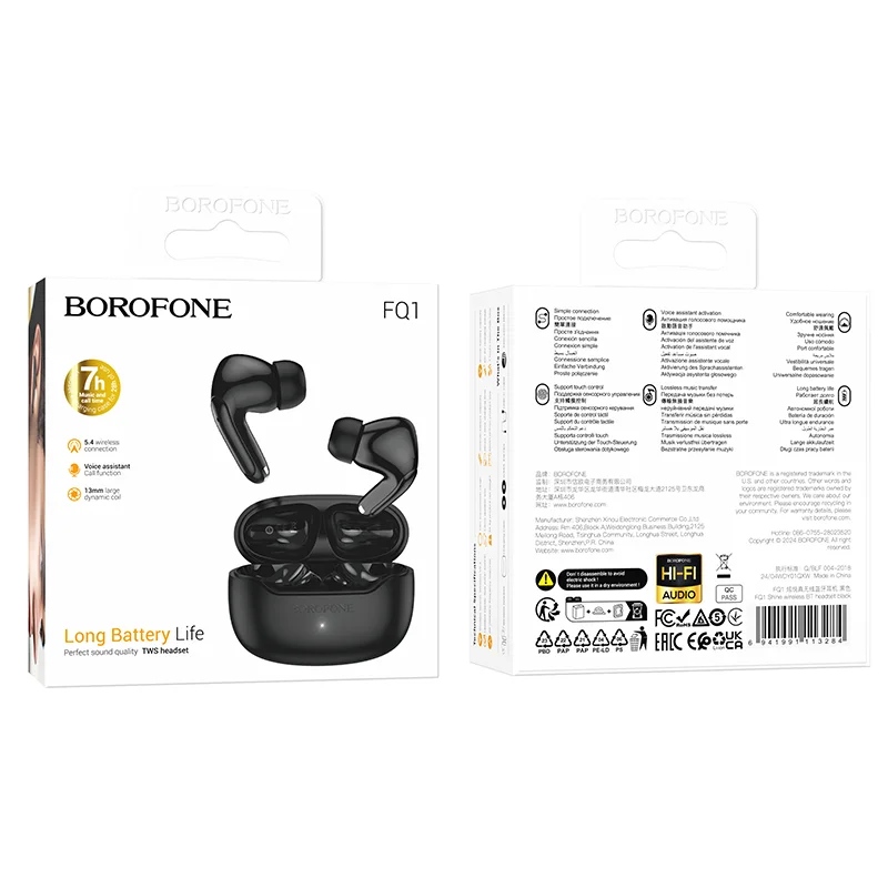 BOROFONE FQ1 Ականջակալ Փոքր Անլար Սև