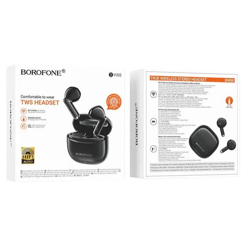 BOROFONE BW88 Փոքր անլար ականջակալներ, Սև