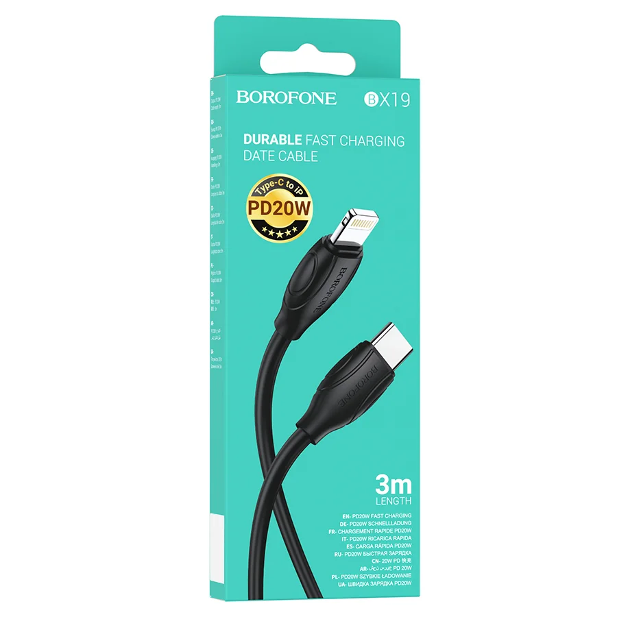 BOROFONE USB BX19 TYPE-C TO IOS 3M Սև