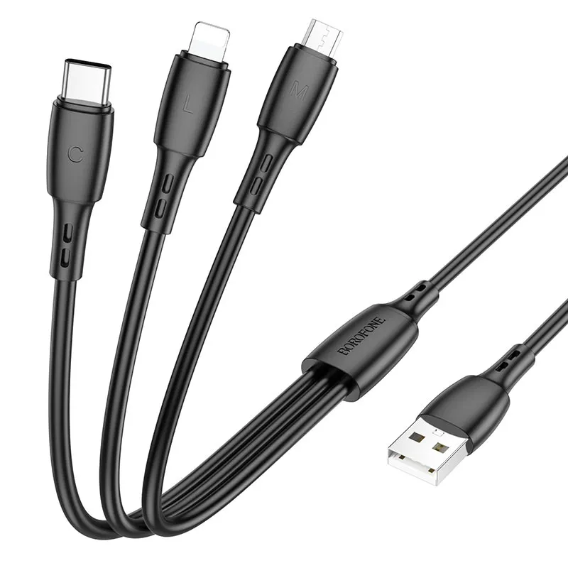 BOROFONE BX71 USB 3-in-1 լար, Սև 2