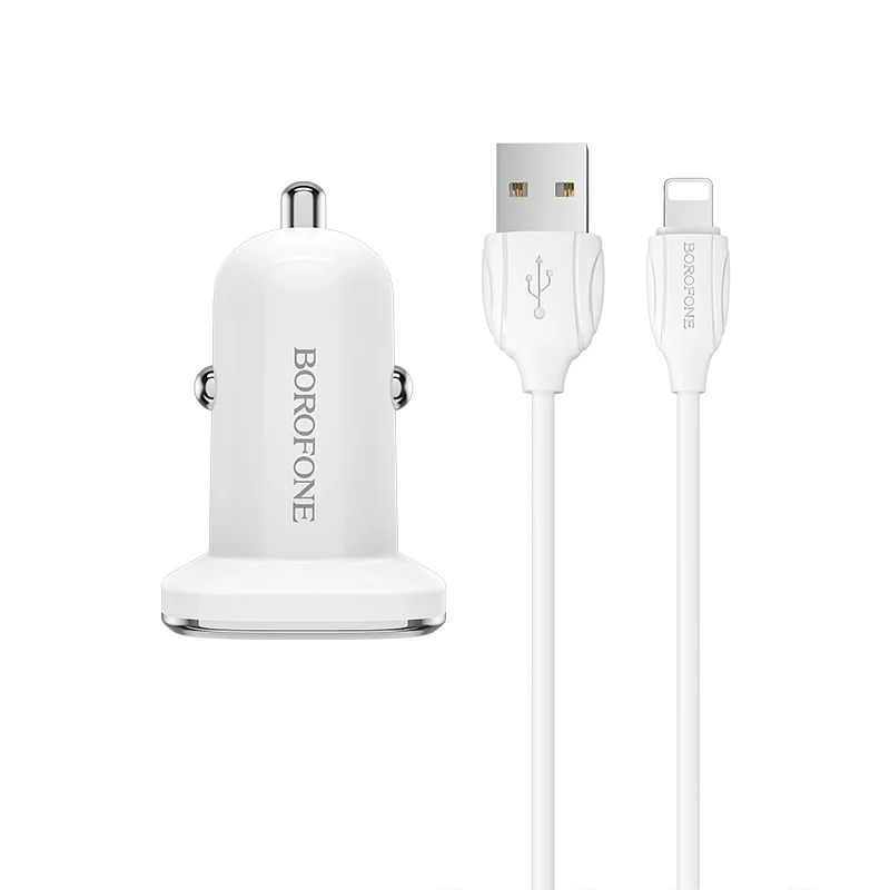 BOROFONE BZ12 Մեքենայի լիցքավորիչ + Lightning մալուխ (2 USB) – Սպիտակ 3