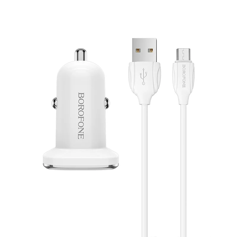 BOROFONE BZ12 Մեքենայի լիցքավորիչ + Micro-USB մալուխ (2 USB) – Սպիտակ 3