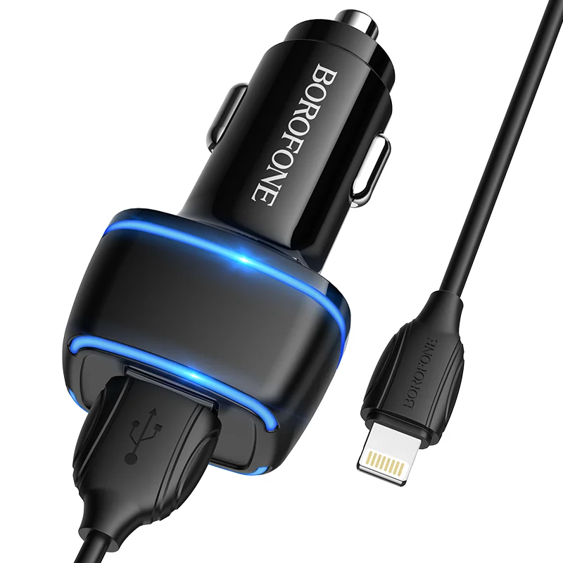BOROFONE BZ14 Մեքենայի լիցքավորիչ + Lightning մալուխ (2 USB) – Սև 2