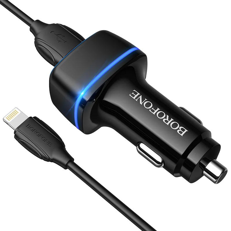 BOROFONE BZ14 Մեքենայի լիցքավորիչ + Lightning մալուխ (2 USB) – Սև 3