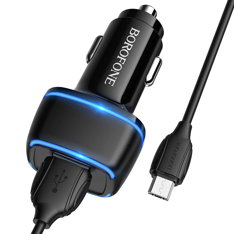 BOROFONE BZ14 Մեքենայի լիցքավորիչ + Micro-USB մալուխ (2 USB) – Սև 2