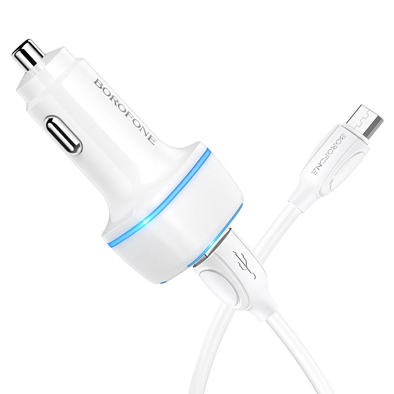 BOROFONE BZ14 Մեքենայի լիցքավորիչ + Micro-USB մալուխ (2 USB) – Սպիտակ 2