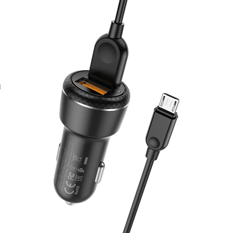BOROFONE BZ17 Մեքենայի լիցքավորիչ + Micro-USB մալուխ (2 USB) – Սև 3