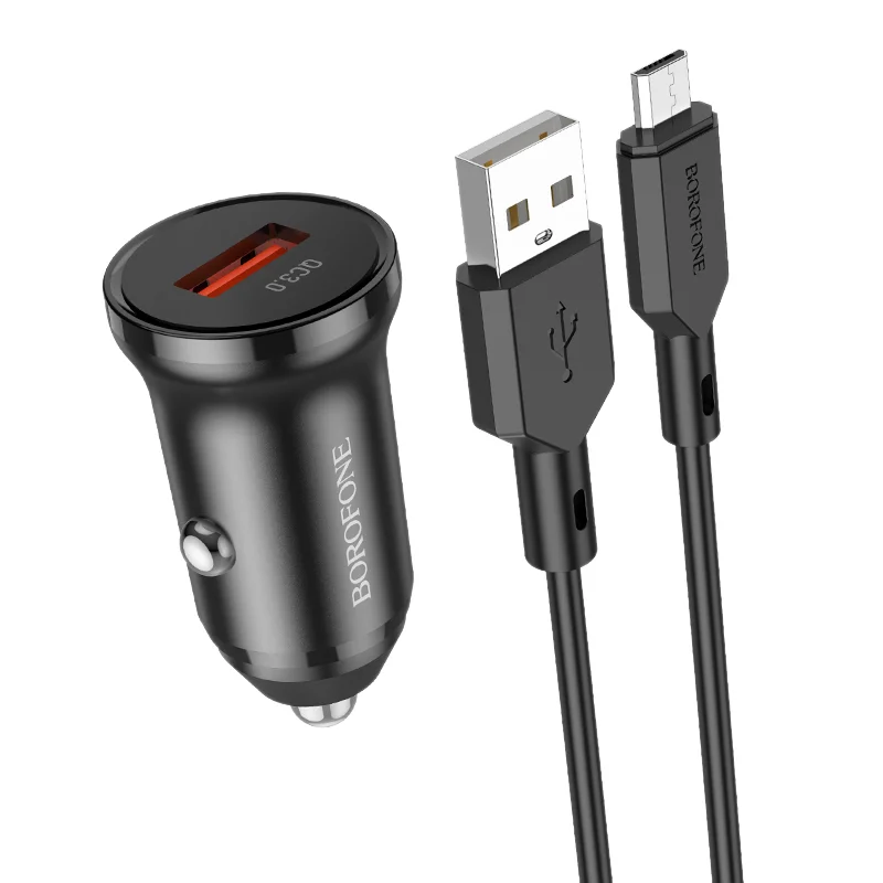 BOROFONE BZ18 Մեքենայի լիցքավորիչ + Micro-USB մալուխ – Սև 3