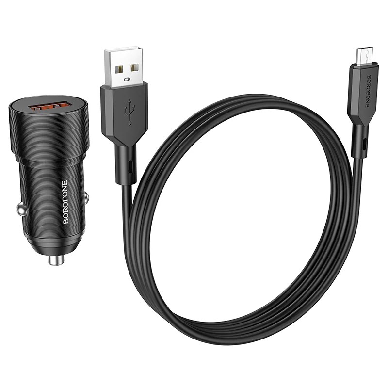 BOROFONE BZ19A Մեքենայի լիցքավորիչ + Micro-USB մալուխ – Սև 3