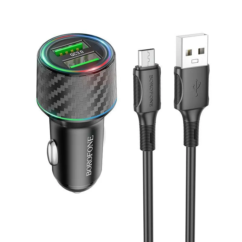 BOROFONE BZ21A Մեքենայի լիցքավորիչ Micro-USB Լարով Սև 2