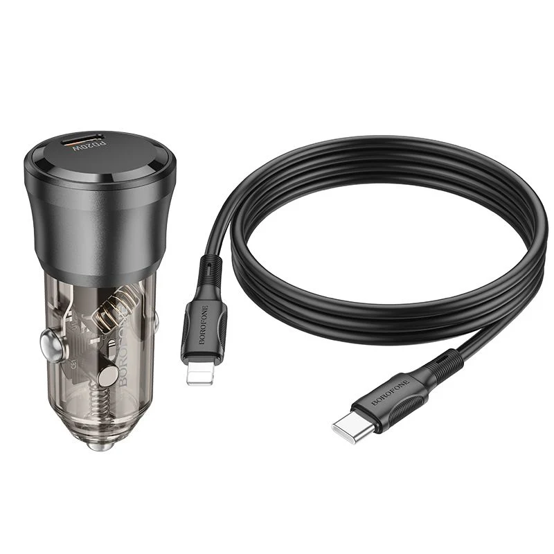 BOROFONE BZ24 Մեքենայի լիցքավորիչ + Type-C to Lightning (iOS) մալուխ, Սև 3