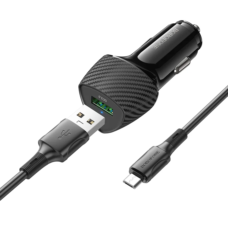 BOROFONE BZ31 Մեքենայի լիցքավորիչ + Micro-USB մալուխ – Սև 3