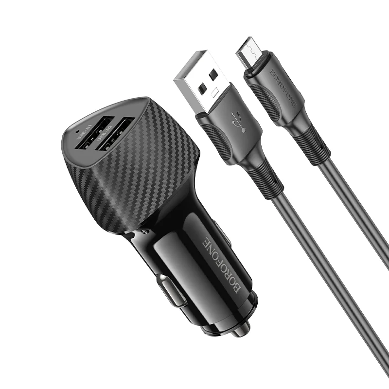 BOROFONE BZ31A Մեքենայի լիցքավորիչ + Micro-USB մալուխ – Սև 3